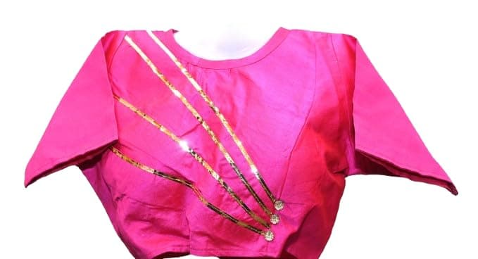 DIVYA CREATION Elegant Rani Color Blouse Padded, Back Open Design, Boat Neck, Free Size Up to 42cm with Margin