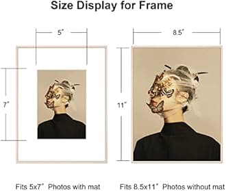 8.5x11 Picture Frame Set of 4, Matted Brass Simple Modern Brushed Thin Aluminum Metal Photo Frame Fits 5x7 with Mat or 8.5 x 11 without Mat. for Tabletop and Wall Mounting