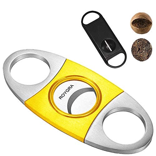 roygra Cigar Cutter (2 Pack) Double Blade Metal Guillotine & Plastic V Cut Exquisite Cigar Clippers Accessories Set (Metal + Plastic 2 Pack)