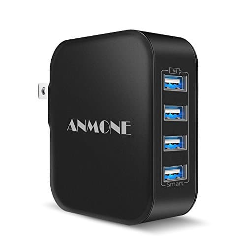 USB Wall Charger with Foldable Plug, ANMONE 4-port Portable Travel USB Charger Charging Station with Smart Technology 31W Power Adapter for compatible iPhone X/8/7/6, iPad Pro Air/Mini, Tablet (Black)