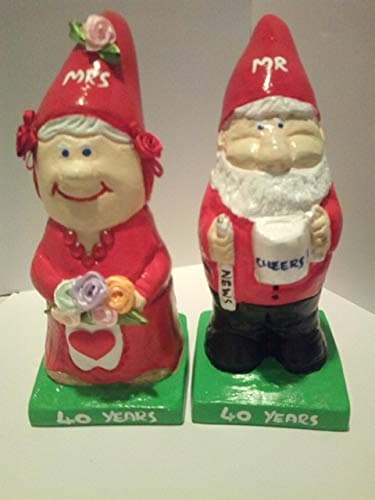 40th ruby wedding anniversary mr and mrs gift gnome figurines..great unique gift..free personalisation