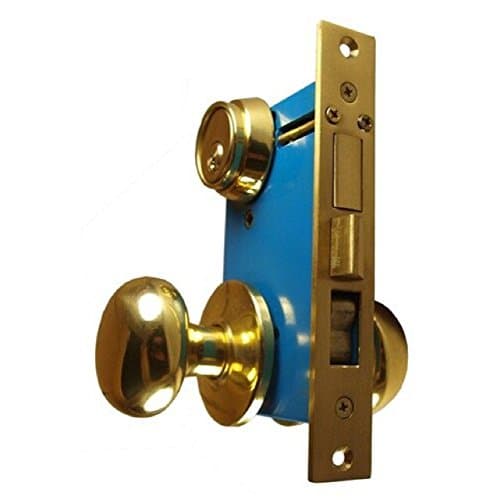 Maxtech Heavy Duty ORNAMENTAL Iron Gate Double Cylinder Mortise Lockset 2-1/2" Backset 1"X 7-1/8" Faceplate Polish Brass (Right Hand Reverse )