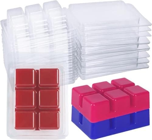 CBHTR 100 Packs Wax Melt Clamshells Molds, Clear Empty Plastic Cube Tray for Wickless Tarts Candles