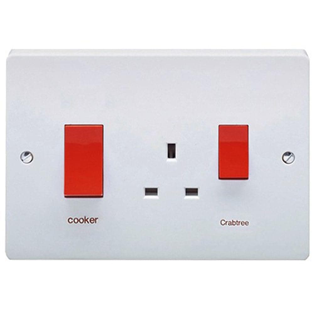 Crabtree Capital 4520/1 45A Oversize DP Cooker Control Unit with 13A Switch Socket Outlet