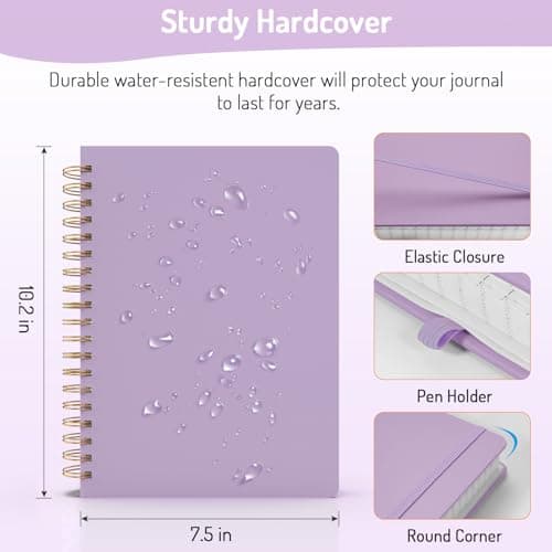 Forvencer Lined Spiral Journal Notebook with 300 Numbered Pages, B5 College Ruled Thick Journals for Writing with 100GSM Paper, Hardcover Notebooks with Contents for Work, School, Women, Men, Purple