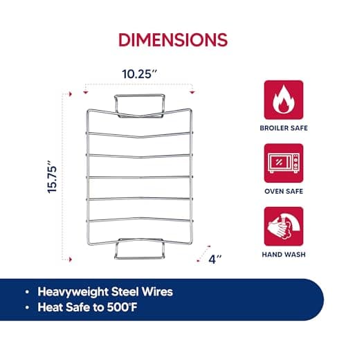HIC Kitchen Roasting Pro V-Shaped Baking Rack, Chrome-Plated Steel, For Even Cooking And Juicy Results, 15.75 x 10.25 x 4-Inches