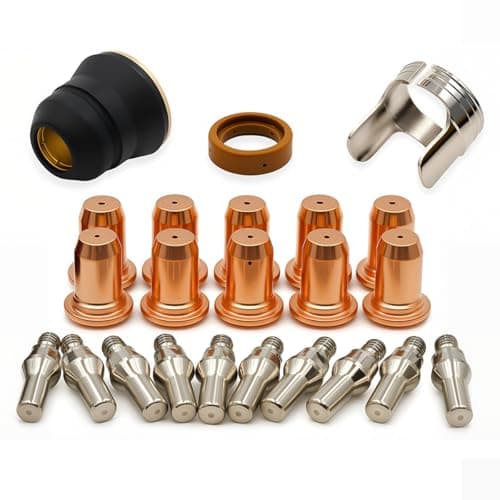 23pcs IPT-40 IPT-60 PT-60 PT40 Plasma Cutting Torch Tip 1.0mm 0.039'' Electrode Shield Cap/Stand-off/Swirl Ring Silver