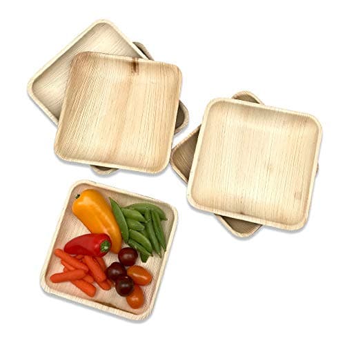 Disposable Palm Leaf Appetizer Plates by Rustic Earthware | 25 Pack of 6” Plates | Compostable & Biodegradable Dinnerware | Weddings, Showers, Parties, Special Occasions & Gatherings