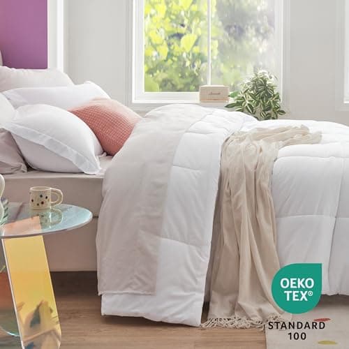 Bedsure White Full Size Comforter Set - 7 Pieces Solid Full Bed in a Bag, Full Bed Set White with Comforters, Sheets, Pillowcases & Shams