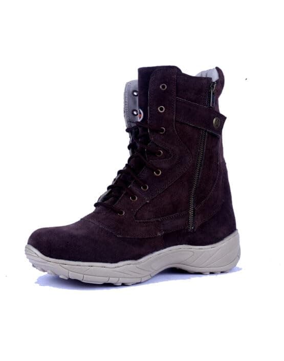 ASM Biker Boots : Side-Zip Black Leather 9 Inches Long Boots with Memory Foam Footpad & Heavy Duty Rubber Sole. UK Size 5 to 12. Article-703Black