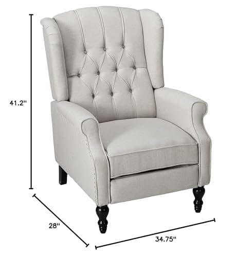 Christopher Knight Home Walter Fabric Recliner, Light Grey Dimensions: 34.75”D x 28.00”W x 41.25”H