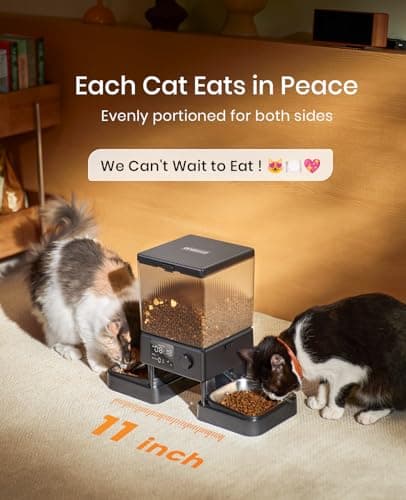 oneisall Automatic Cat Feeder for 2 Cats, 20 Cups/5L Automatic Cat Food Dispenser for Small Pets Indoor, Timed Cat Feeder for Dry Food