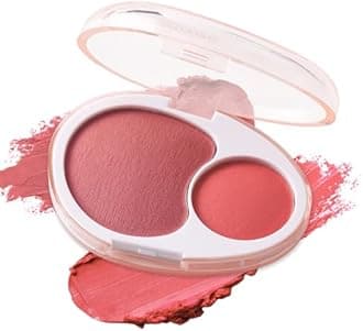 UCANBE Cream Dual Blush for Cheeks: Lightweight Buildable Blush Palette - Smooth Natural Blendable Makeup Blush - Long-lasting All-day Face Blush Contour Palette (02#Almond）