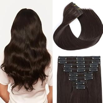 Dark Brown Clip in Hair Extensions Real Human Hair 8Pcs 20 Inch Remy Virgin Straight Human Hair Clip in Extensions 70g Double Weft Seamless Invisible Real Hair Extensions Clip ins Human for Women
