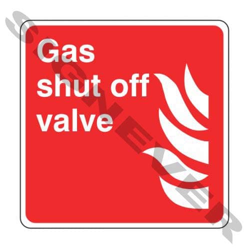 SIGN EVER Gas Shut Off Valve Fire Exit Sign Stickers For Factory Office Bank Hospital Shopping Mall Restaurant Hotels Shop Signage Stickers L x H 22 Cm x 20 Cm Pack Of 1