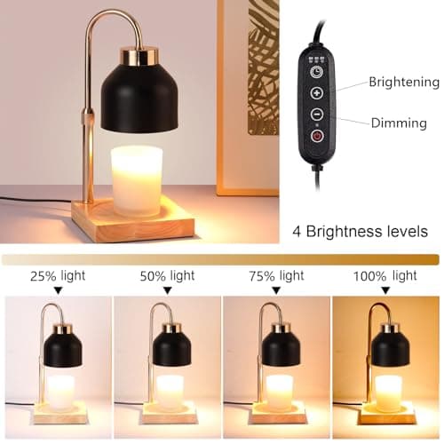 Candle Warmer Lamp, Dimmer, 2/4/8H Timer, Adjustable Height Candle Warmer, Vintage Home Decor, Wax Melts Warmer for Scented Jar Candles with 2 Bulbs