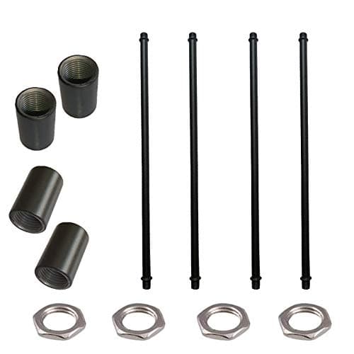 4-Pack 1/8 IP Straight Pipe lamp stem Black Finish Lamp Rod Kit with Connector (30cm)