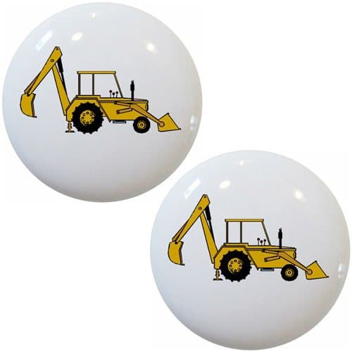 Carolina Hardware and Décor Backhoe Construction Ceramic Cabinet Drawer Knobs Set of 2