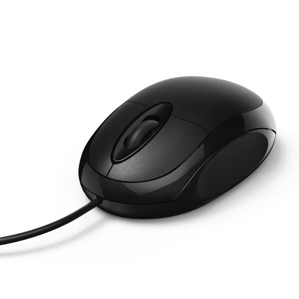 MC-100 Optical 3-Button Mouse, Cabled, Black