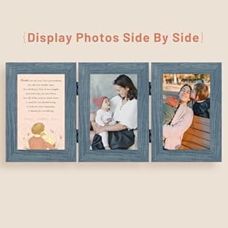 Golden State Art, 4x6 Three Picture Frame Trifold Hinged Photo Frame with 3 Openings, Desk Top Family Picture Collage, with Real Glass (4x6 Triple, Blue, 2-Pack)