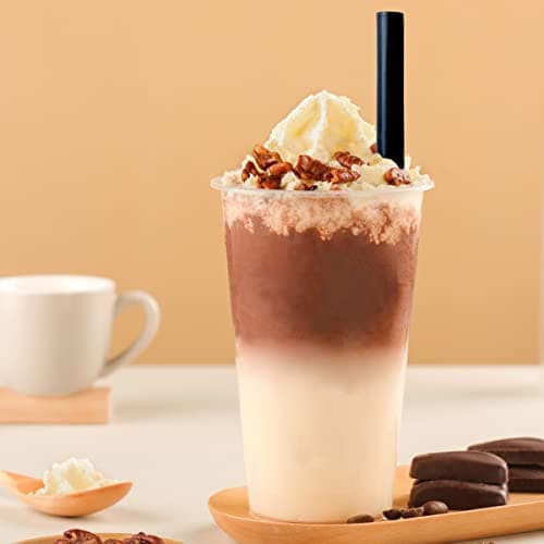 100 Pcs Individually Packaged Pointed Jumbo Smoothie Straws,Disposable Individually Wrapped Plastic Lengthen Milkshake Boba Straw (0.43" Diameter and 9.45" long) (Black)
