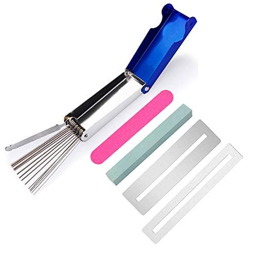 Guitar Nut Bridge Saddle Grooves Sanding Files with 2 Pcs Fingerboard Guards Protecors, 1 Pcs Grinding Sand, 1 Pcs Grinding Stone For Electric Acoustic Guitar Part DIY Tools