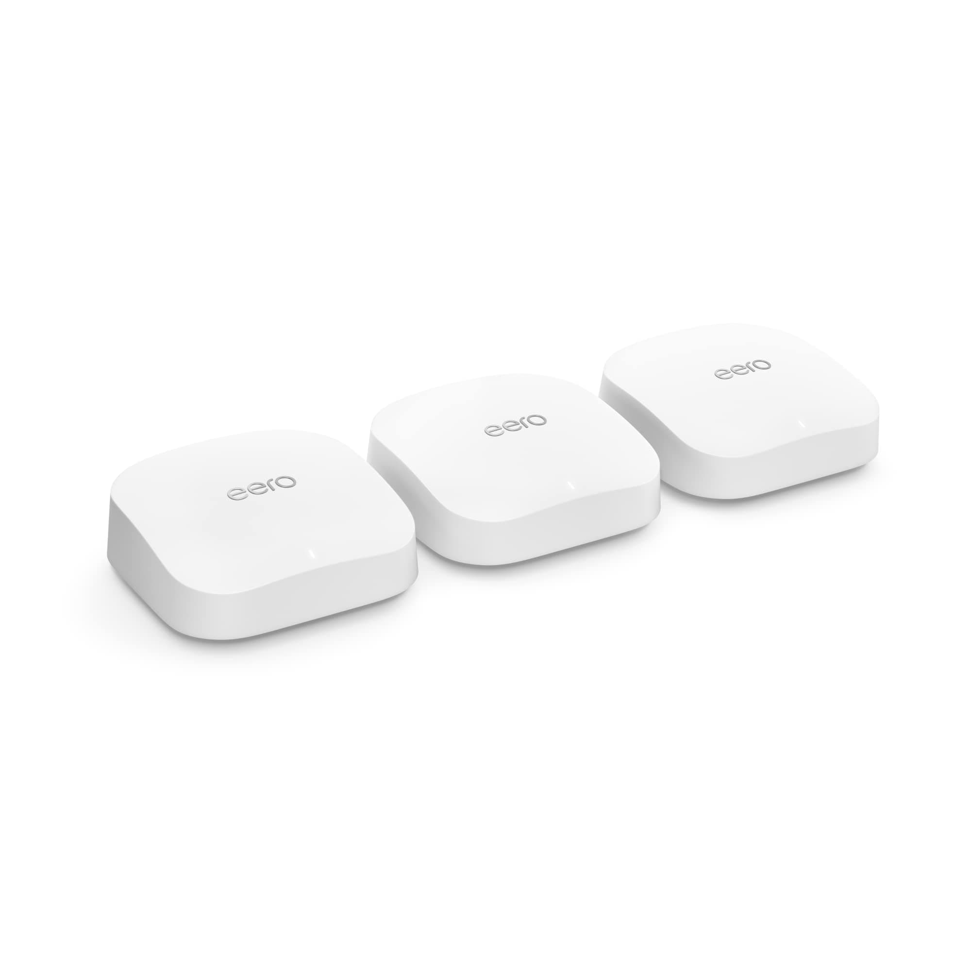 Amazon eero Pro 6E mesh wifi system - Supports internet plans up to 2.5 Gbps, Coverage up to 6,000 sq. ft., Connect 100+ devices, 3-pack