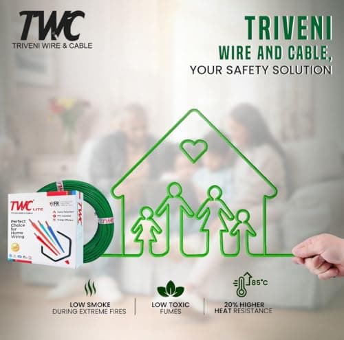 TWC Lite Blue 1.5 SQMM 90 METER | Copper Wire | HRFR (Heat Resistant Flame Retardant) Lead-Free Cable | Low Smoke Halogen-Free Wire for Home & Industrial Electrical Wiring