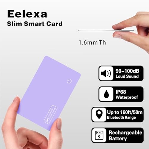Eelexa Wallet Tracker Card, Rechargeable Thin Finder, Works with Apple Find My (iOS Only), Item Locator for Luggage Tags, Passports, Phone, IP68 Waterproof, 2 Pack