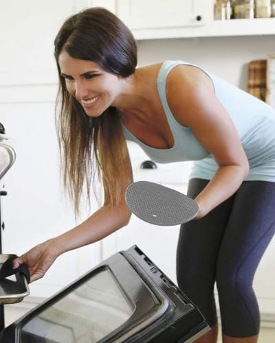 Silicone Multipurpose Kitchen Tool: Pot Holders, Trivet, Jar Opener, Large Coaster, Spoon Rest, Flexible, Durable, Heat Resistant Mat (2 Pack, Grey)