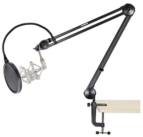 Samson MBA38 38" Microphone Boom Arm Podcast Stand+Pop Filter+Silver ShockMount