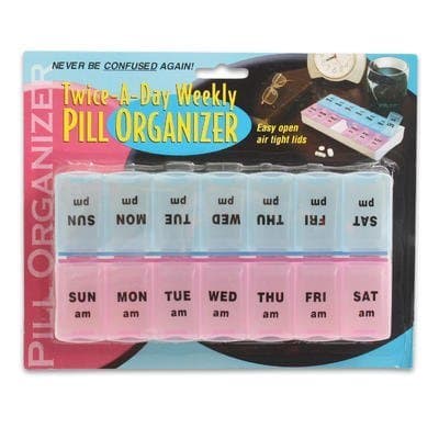 7-day Am / Pm Weekly Pill Organizer Box, Air Tight Lids, for Medication or Vitamins