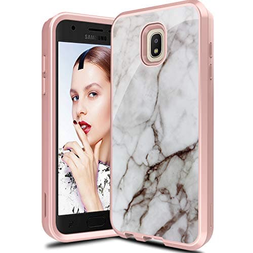 Leptech Marble Pattern Series Designed for Samsung Galaxy J7 Refine Case/Galaxy J7 Star Case/J7 2018 (USA) SM-J737 Case/Galaxy J7 Aero J737V Case/Galaxy J7 Aura Case (Off-White)