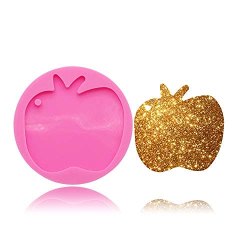 Apple Fruit Tag Keychain Silicone Mold with Hole for DIY Handmade Ice Cream Ice Cube Candy Pudding Desserts Gum Paste Soap Mould Crystal Fondant Mold Cupcake Cake Topper Decoration Jelly Shots