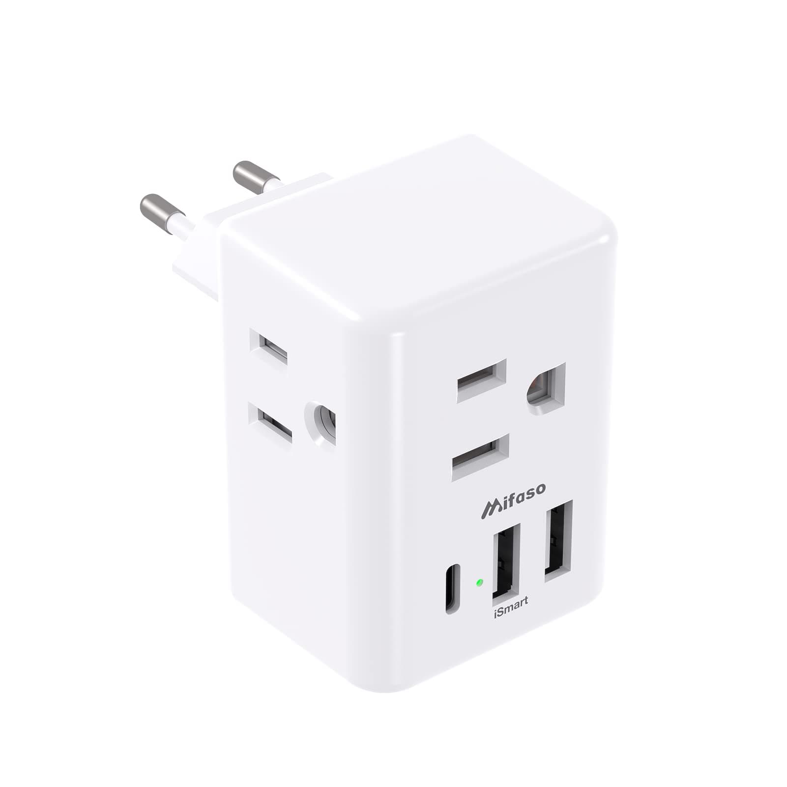 mifaso Rotating Plug, 6 AC Multi Plug and 3 USB Ports (1 C), 1800 Joules, 3-Sided Swivel Power Strip Spaced Splitter for Home, Office, Travel (Moto-67)