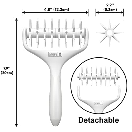 Orblue Pizza Dough Docker, Pastry Roller with Spikes Pizza Docking Tool for Home & Commercial Kitchen - Pizza Making Accessories that Prevent Dough from Blistering Light Gray