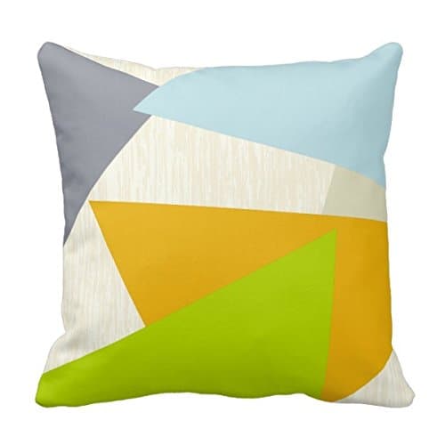 Bigdream Decorative Throw Pillowcase Personalized Cushion Case For Bed/Sofa Two Sides 18"X18" Yellow Green Orange And Tan Modern Geometric Pillowcase