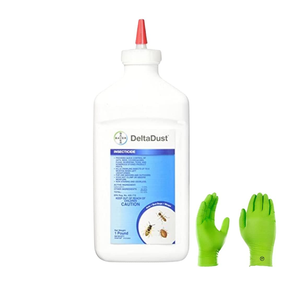 USA Supply Dust Glove Kit -Multi Use Pest Control Insecticide Dust, 1 LB with USA Supply Gloves and Pest Identification Card