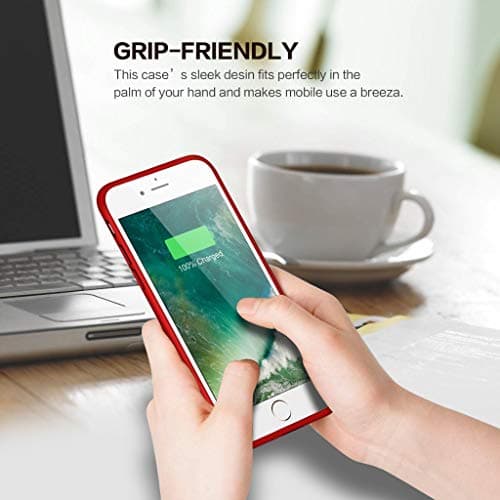 Pxwaxpy Battery Case for iPhone 8/7/6s/6/SE(2022/2020), 6000mAh Rechargeable Charging Case for iPhone 8/7 Portable Battery Pack for iPhone 6s/6/SE(3rd & 2nd Gen) Charger Case [4.7inch], Red