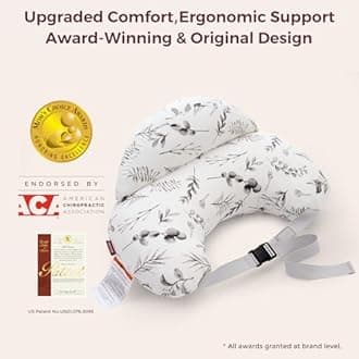 Momcozy Pioneering Safety Fence Nursing Pillow for Breastfeeding- Wider Feeding Pillows for More Support for Mom & Baby- Easier Nursing & Hand Free- Fit for All, Removable Cotton Cover