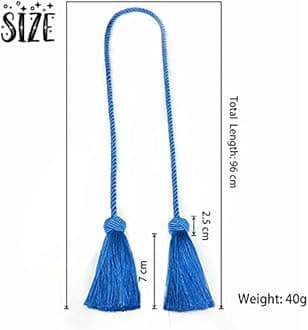 BEL AVENIR 4 Pack Curtain Handmade Tiebacks Decorative Curtain Holdbacks with Tassel (Royal Blue, 2 Pack)