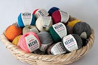 Keche Cotton Yarn, 60% Cotton 40% Acrylic Yarn, Soft Cotton Yarn for Crochet and Knitting, Amigurumi Yarn 4 Skeins/Balls [1.76 Oz (50g) / 180 Yrds (165m)] x 4 - Sand