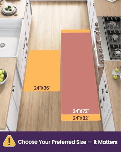 DEXI Kitchen Rugs Non Slip Washable, 24x36+24x72 Absorbent Floor Mats Thin, Soft Carpet Runner for Sink Laundry, Set of 2, Beige