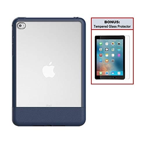 Otterbox Exclusive Bundle: Ultra-Slim Case for iPad Mini 4 – Extreme Drop Protection - Premium Leather with Clear Design - Scratch Resistant - Blue + Bonus Clear Tempered Glass Screen Protector