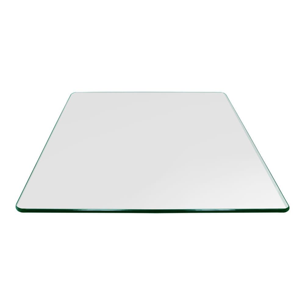 24" Inch Square 3/8 Inch Thick Flat Polished Tempered Glass Table Top Radius Corner