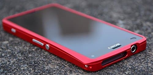 Aluminum Alloy Protective Bumper for Sony Xperia Z3 Compact - Retail Package with Back Cover Protective Film X 1 and Charging Dock Supporting Plate X 1 (Z3C/ Red)