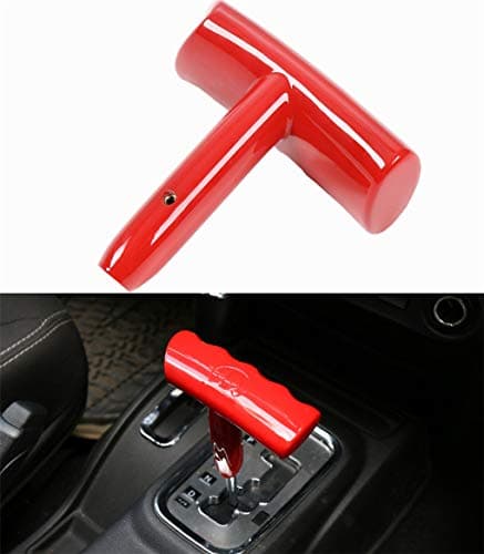 Automatic Car Gear Shift Lever Knob Shifter T-handle Gear Shift Knob Handle fits Jeep Wrangler Compass Grand Cherokee Dodge Challenger (Red)