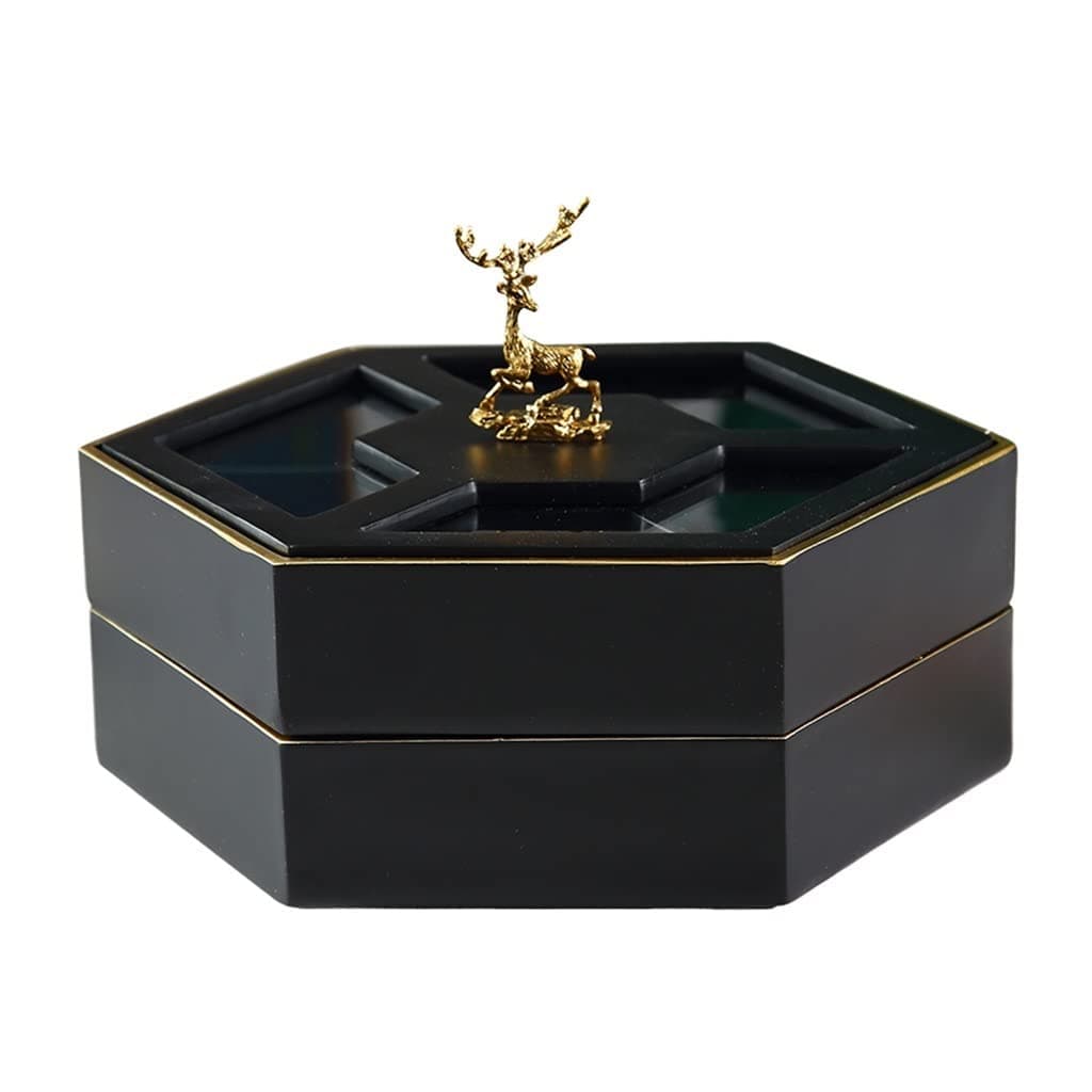 KaiWen Double Layer Rotating Snack Platter Nut Serving Platter with Lid Household Nut Bowl Divided Candy Box with Lid