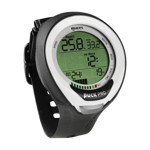 Mares Puck Pro+ Wrist Dive Computer | Ultra Flat Design Watch-Style One Button Control Underwater Scuba Diving Computer, Black/White
