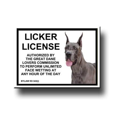 Great Dane Licker License Fridge Magnet No 1